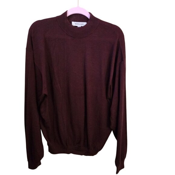 Pronto Uomo Deep Burgundy Silk Cotton Sustainable  Mock Neck Sweater Size XL - Picture 1 of 4